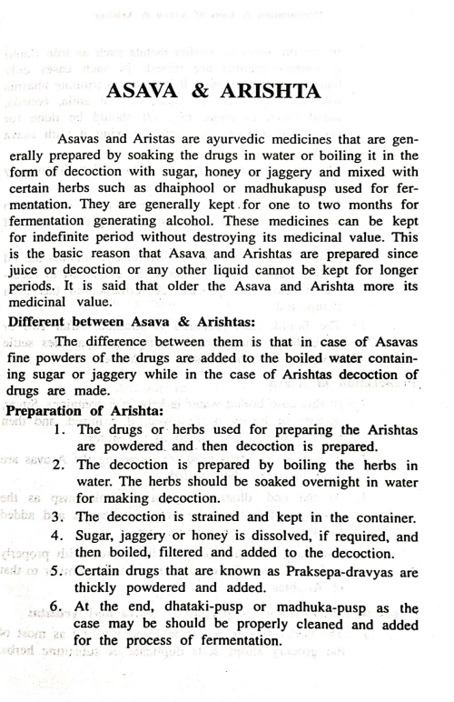 Preparation and Uses of Asava and Arishta